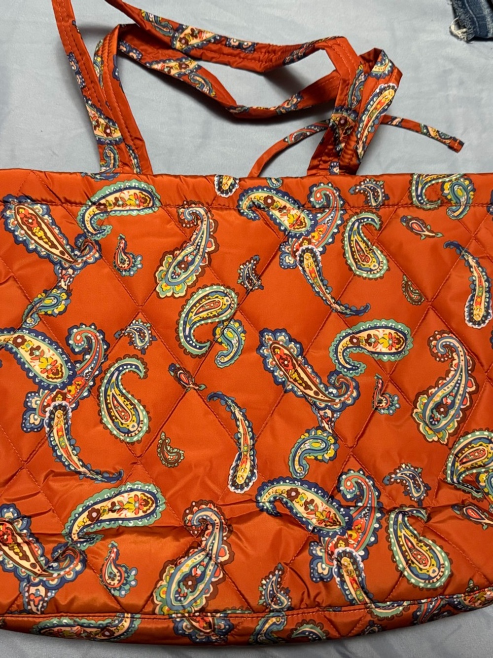 Quilted Paisley Tote Bag - Orange